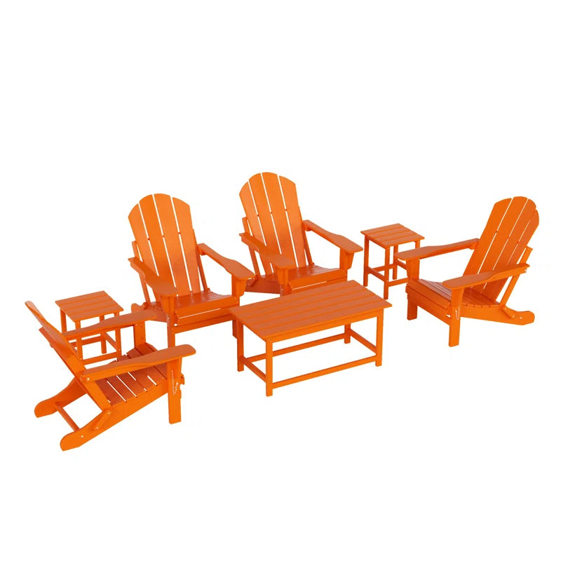 7 Piece Outdoor Patio Adirondack Conversation Set Resin