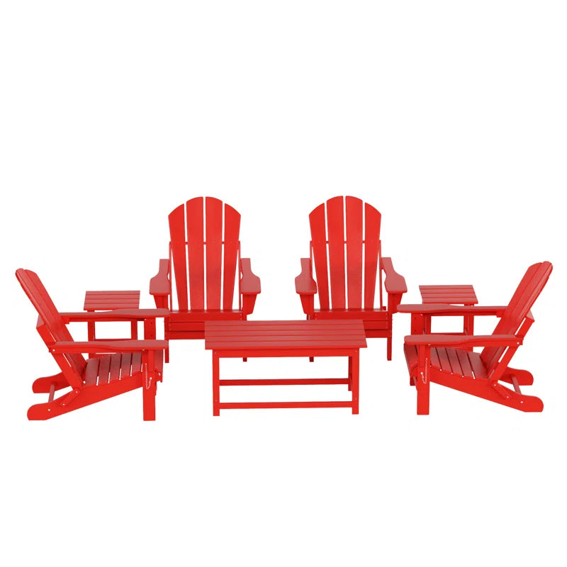 7 Piece Outdoor Patio Adirondack Conversation Set Resin