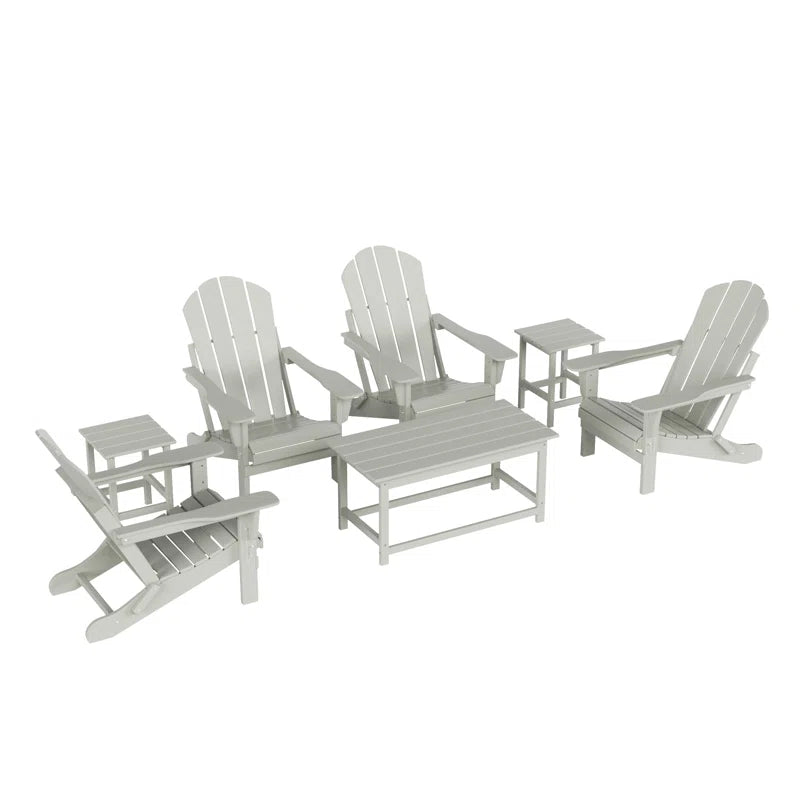 7 Piece Outdoor Patio Adirondack Conversation Set Resin