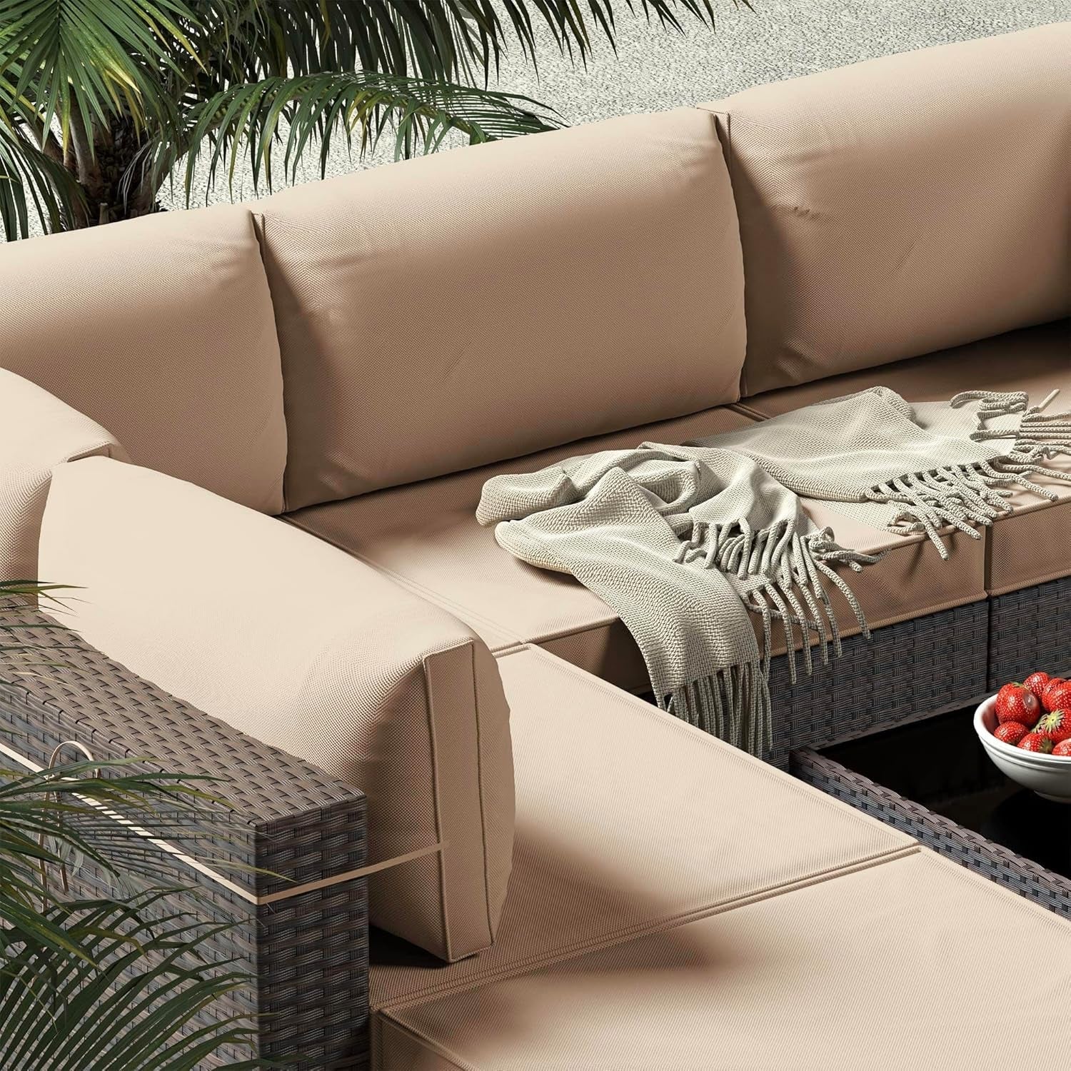 7-Piece Outdoor Patio Furniture Set with Waterproof Cushions