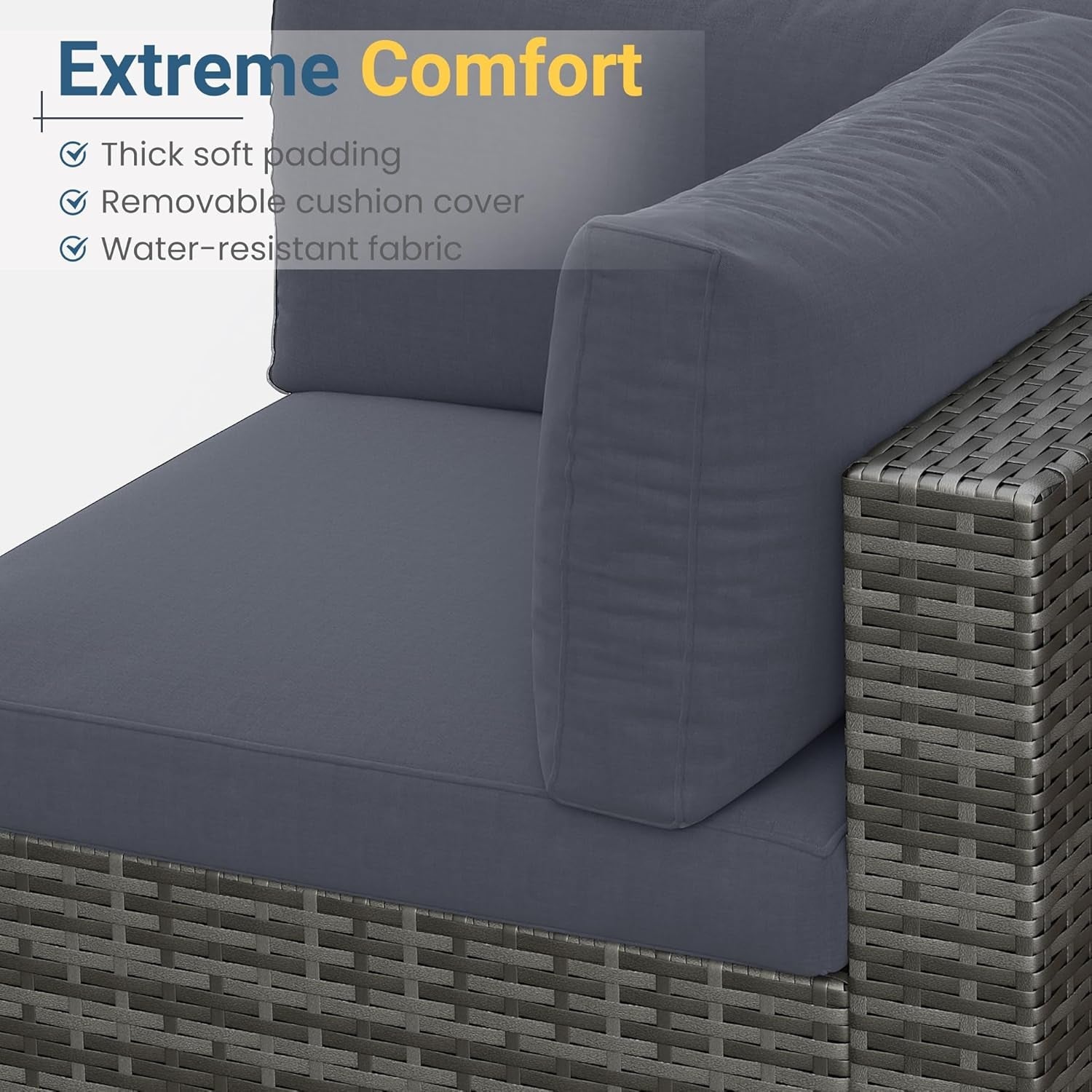 7 Piece Outdoor Patio Set All Weather Wicker Dark Grey
