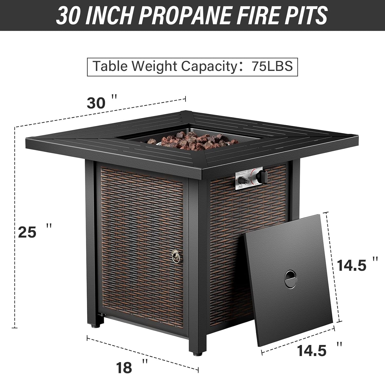 7 Piece Patio Furniture Set With Fire Pit Table And 4 Swivel Chairs