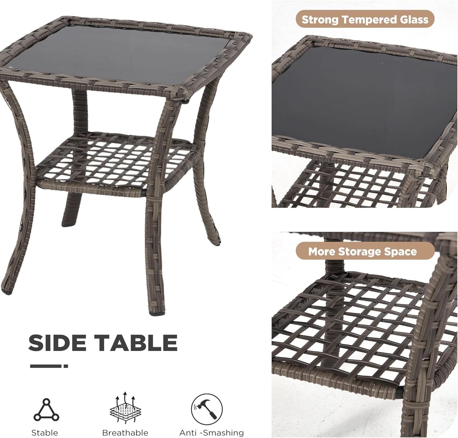 7 Piece Wicker Patio Furniture Set with Storage Coffee Table