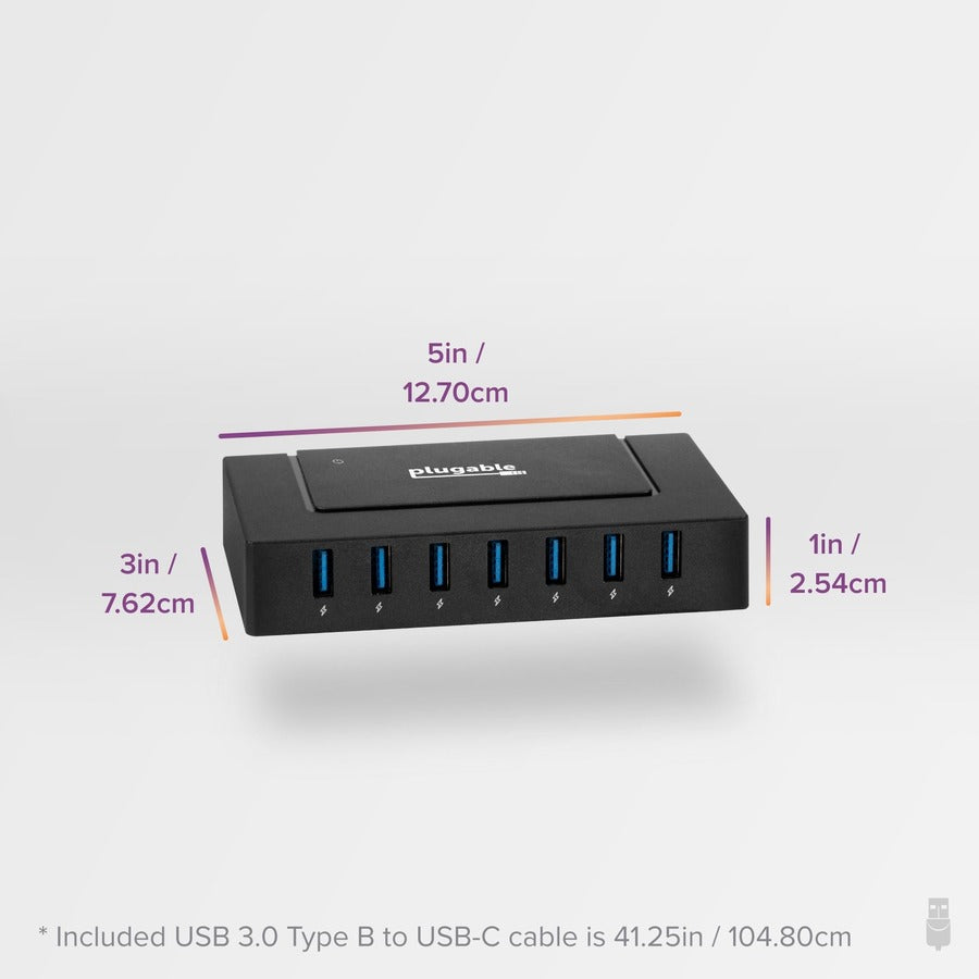 7 Port USB Charging Hub for Laptops with USB-C or USB 3.0 USBC-HUB7BC