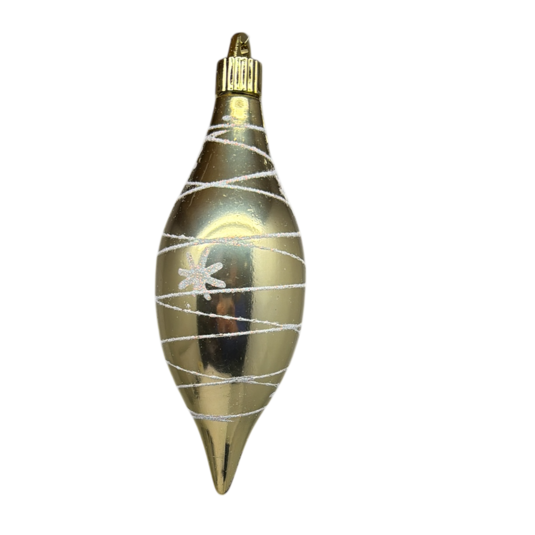 7" Shatterproof Finial Ornament – Gilded Gold with Tangles and Stars