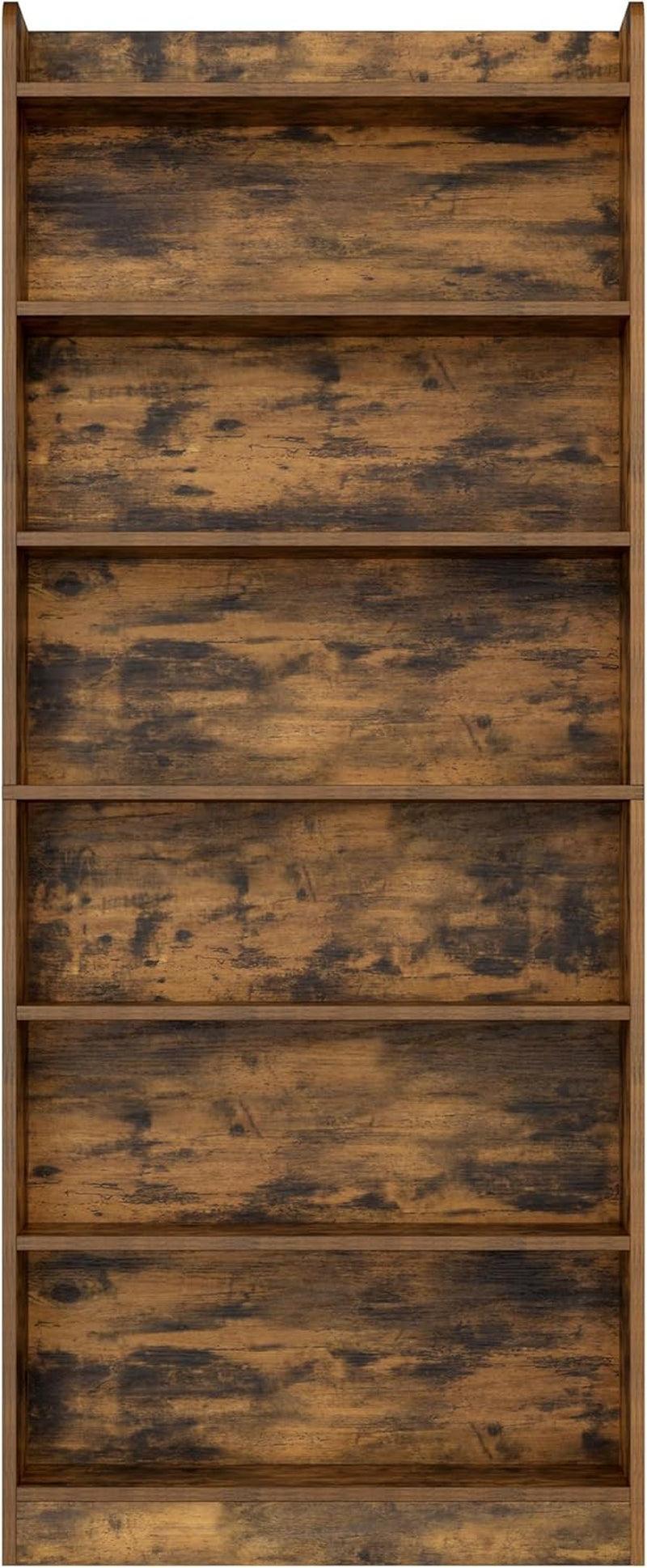 7 Tier Open Bookcase Rustic Brown Floorstanding Storage