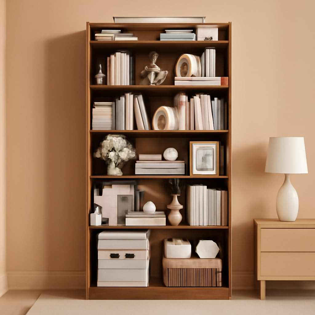 7 Tier Open Bookcase Rustic Brown Floorstanding Storage