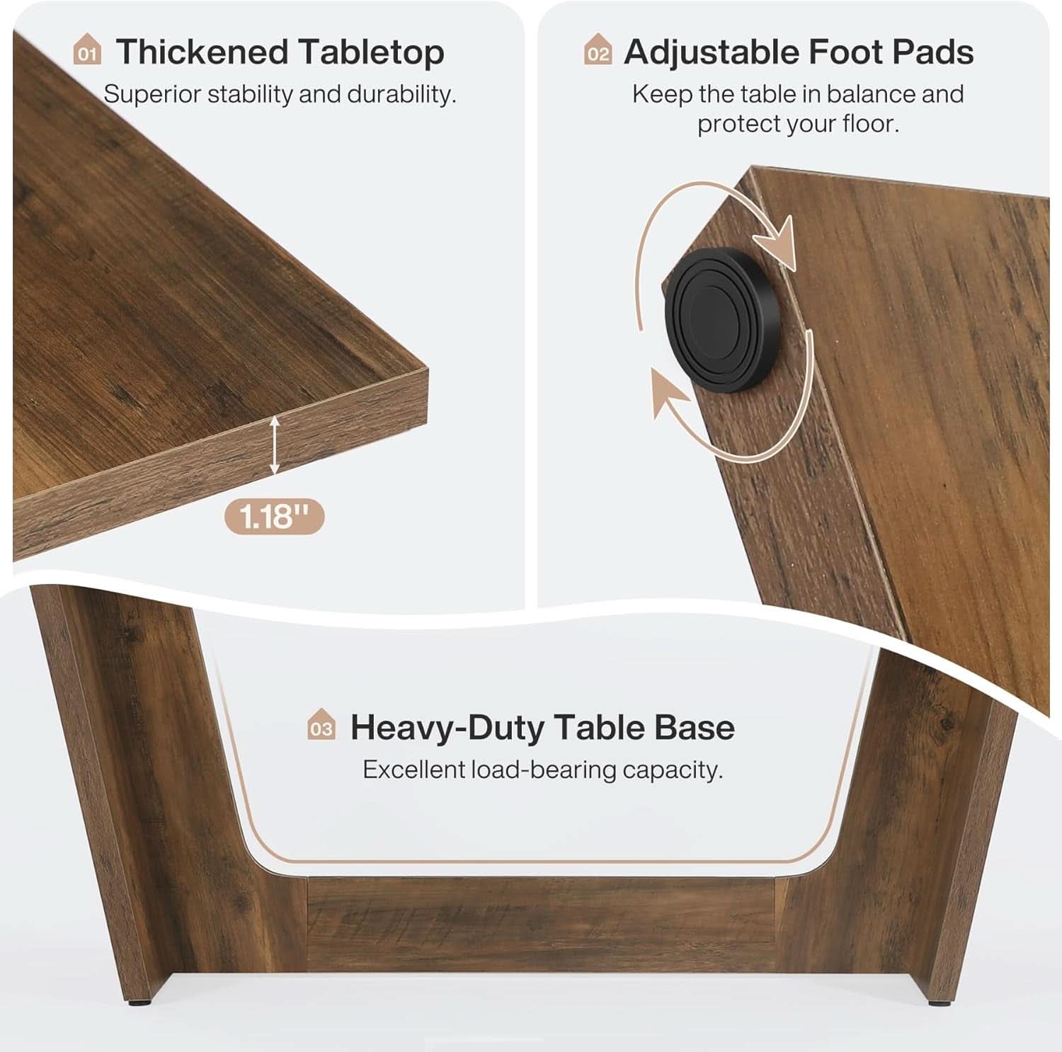 70 Inch Brown Solid Wood Rectangular Dining Table Seats Six