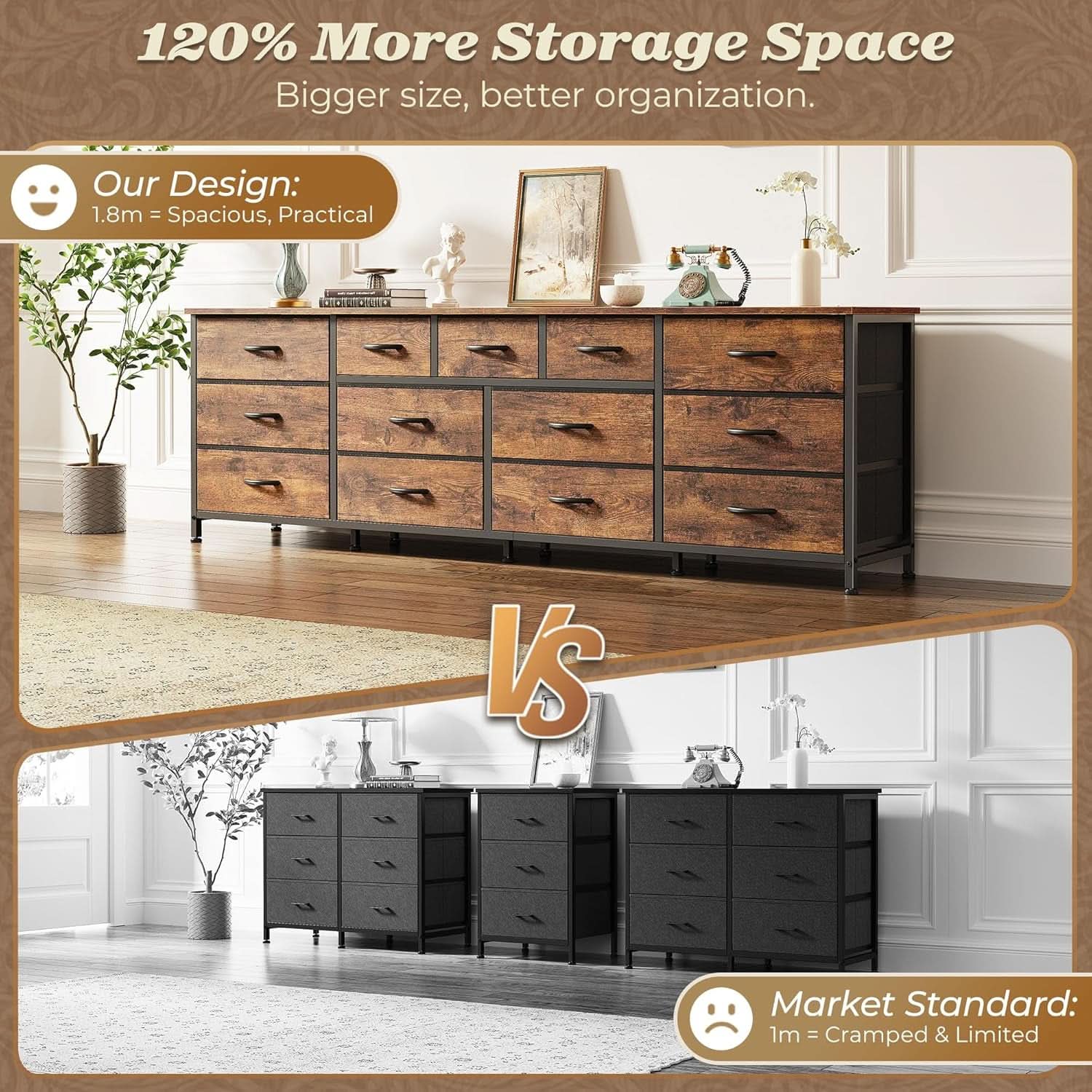 70 Inch Dresser TV Entertainment Center With Drawers