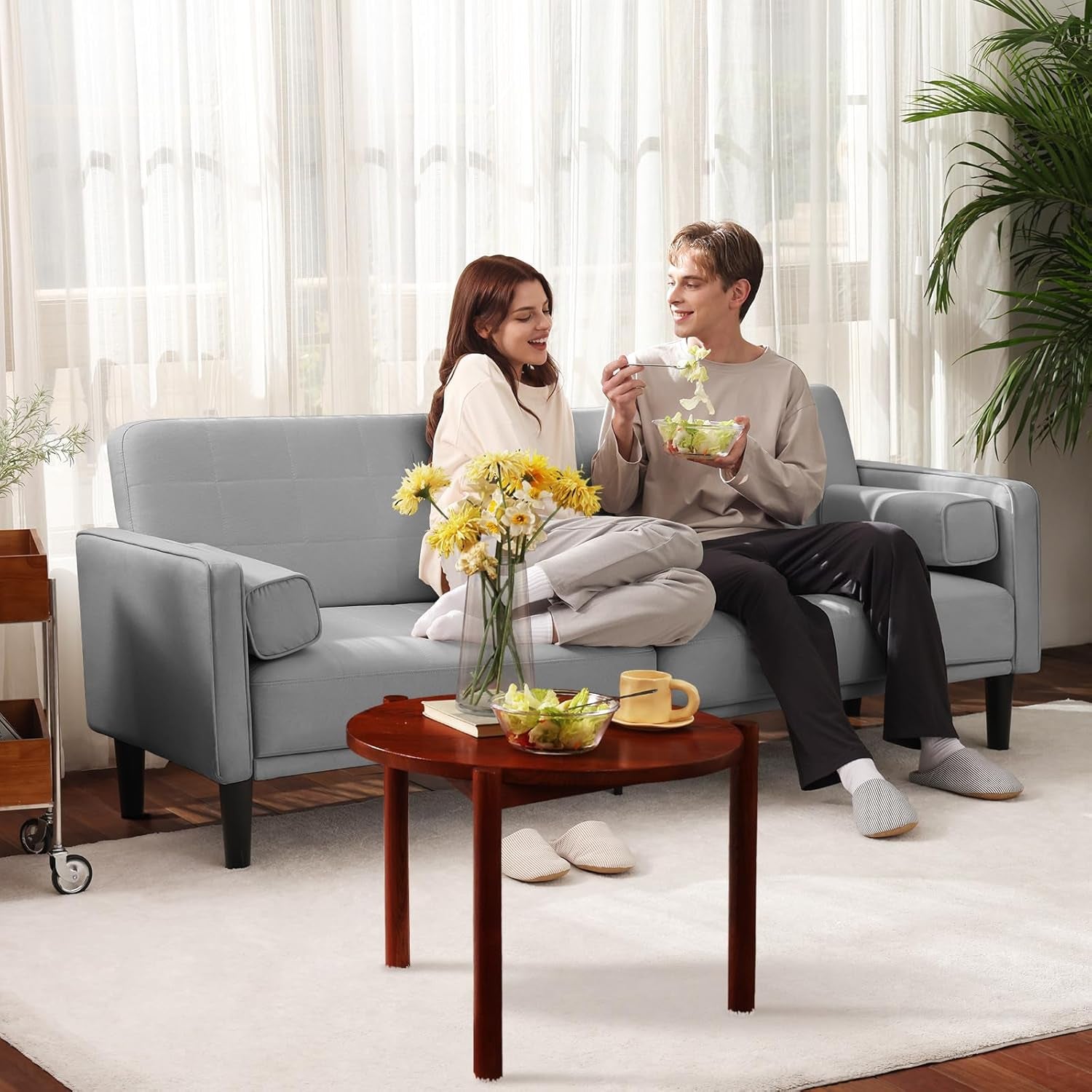70 Inch Light Gray Recliner Loveseat With Removable Cover
