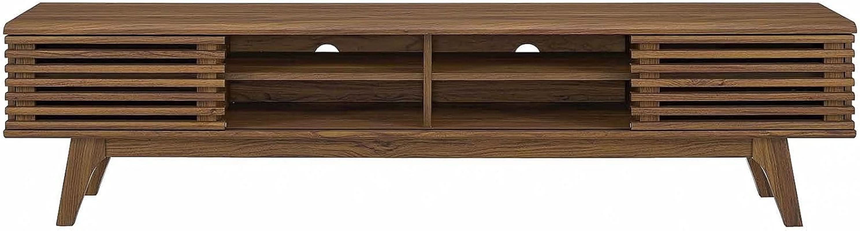 70 Inch Mid Century Modern Walnut TV Stand Console