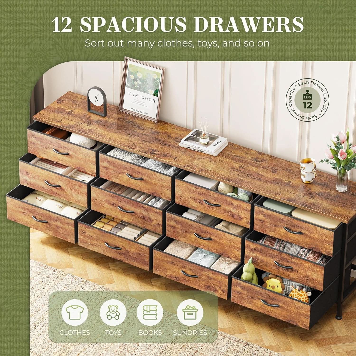 70 Inch Rustic Brown Dresser Entertainment Center TV Stand