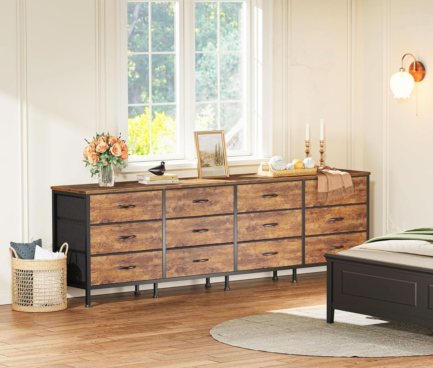 70 Inch Rustic Brown Dresser Entertainment Center TV Stand