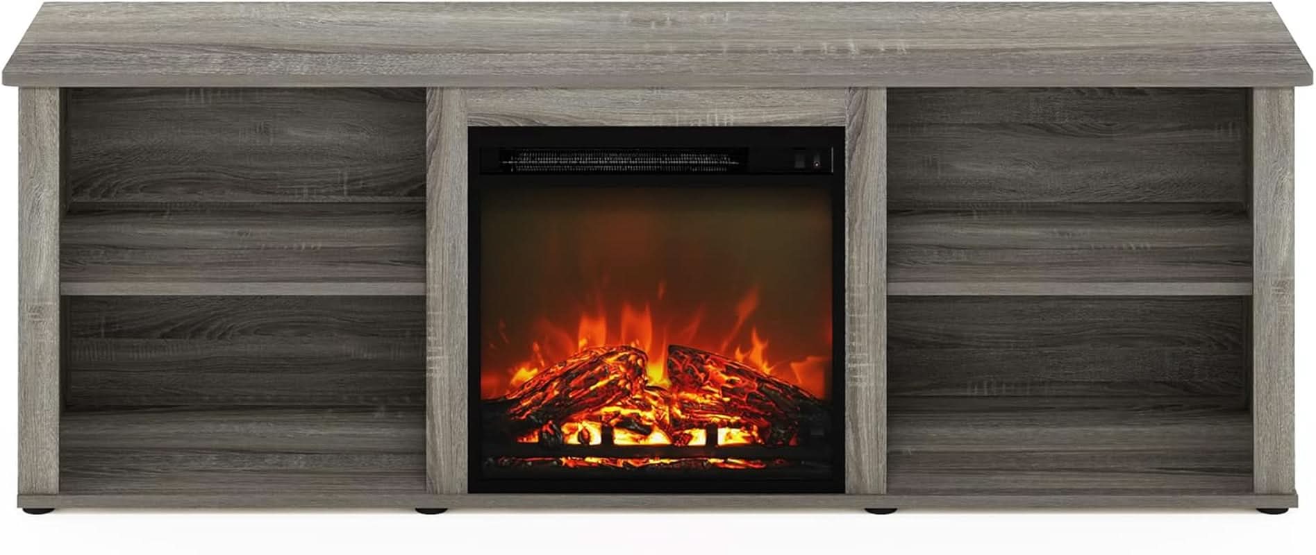 70 Inch TV Stand With Electric Fireplace In French Oak Grey