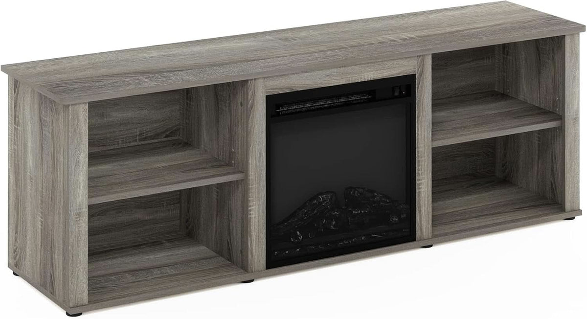 70 Inch TV Stand With Electric Fireplace In French Oak Grey