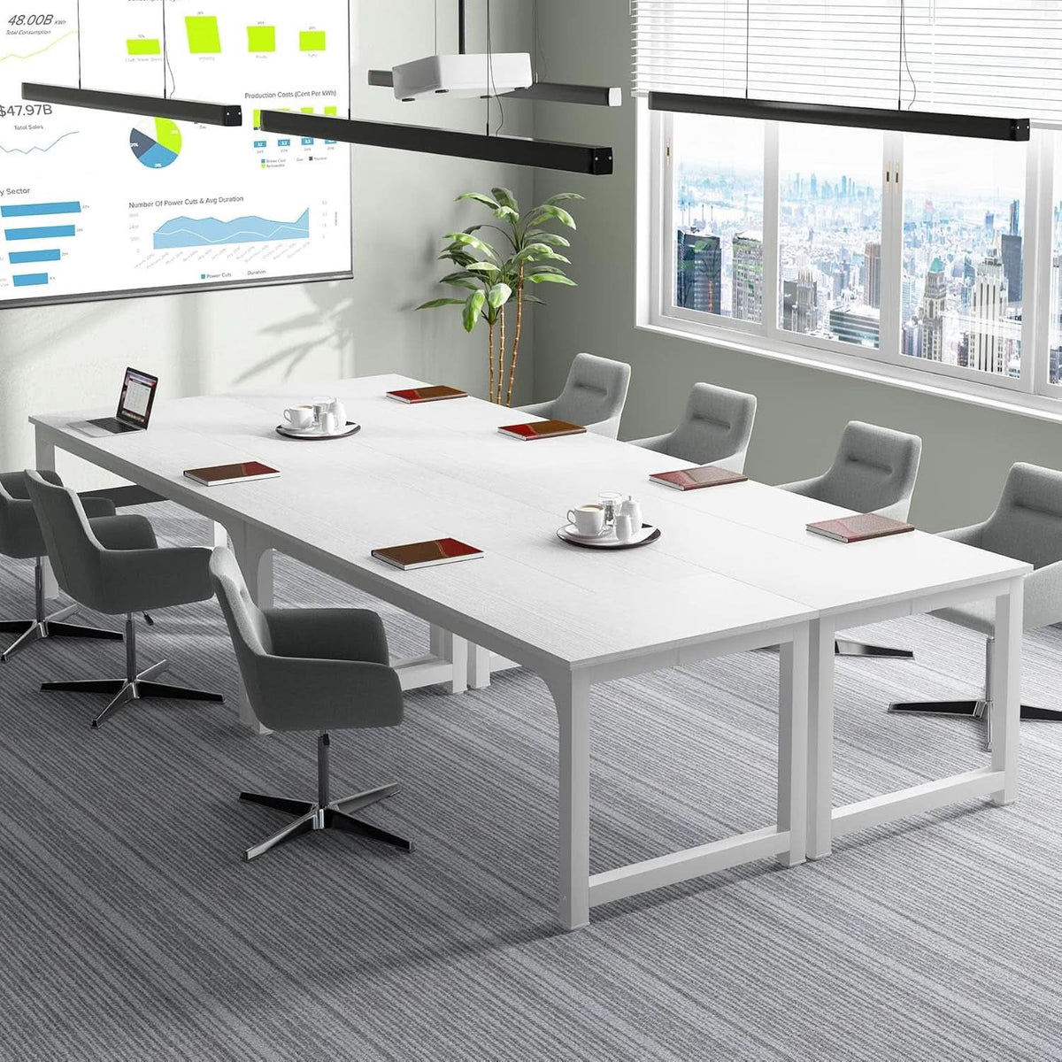 70 Inch White Executive Desk For Home Office Workspace