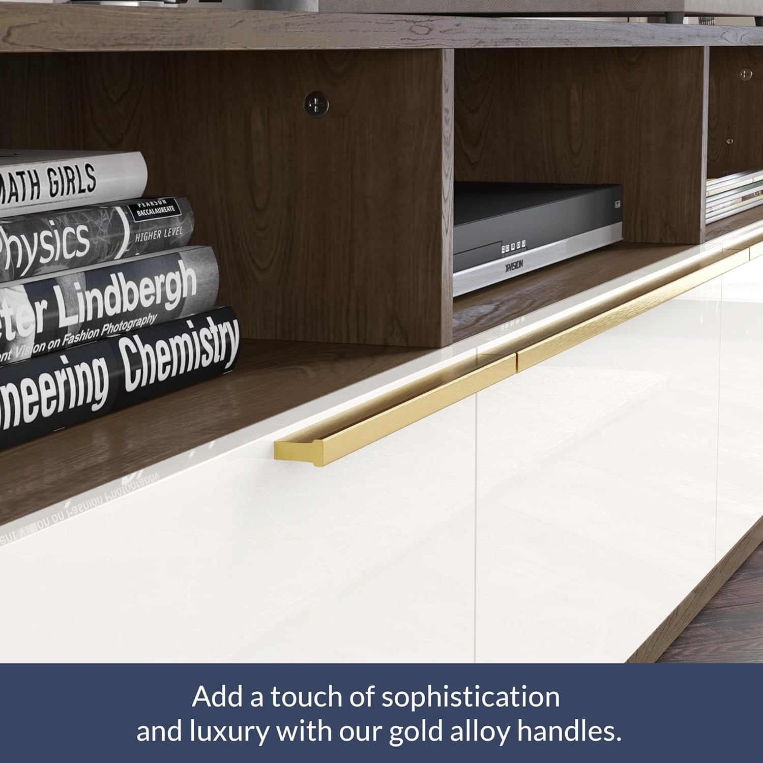 70 Inch White TV Stand With Open Shelves And Drawers