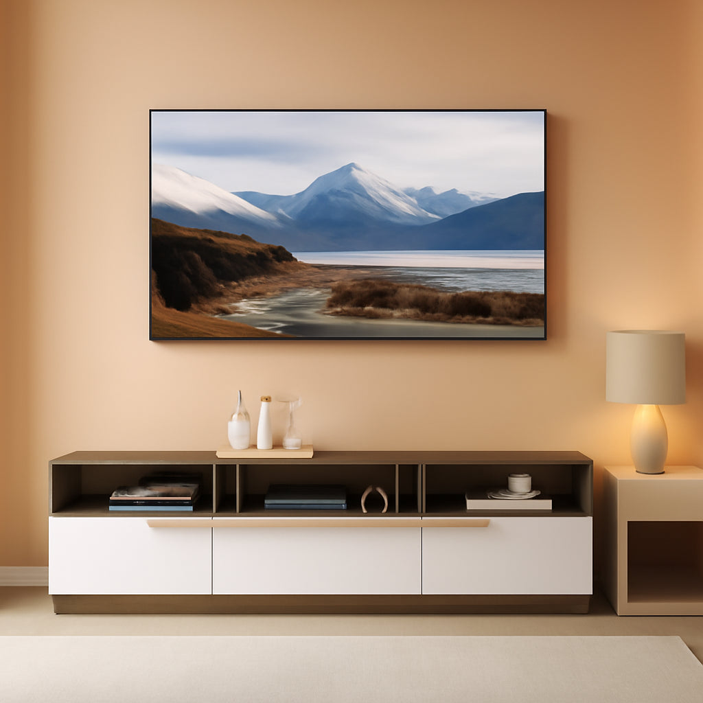 70 Inch White TV Stand With Open Shelves And Drawers