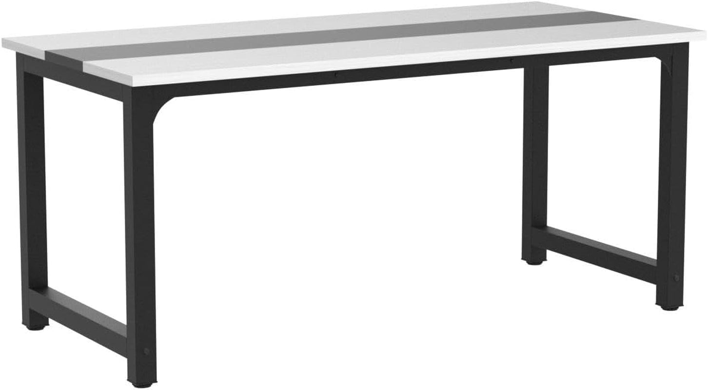 70.8 Inch Executive Desk White And Black Two Tone Finish