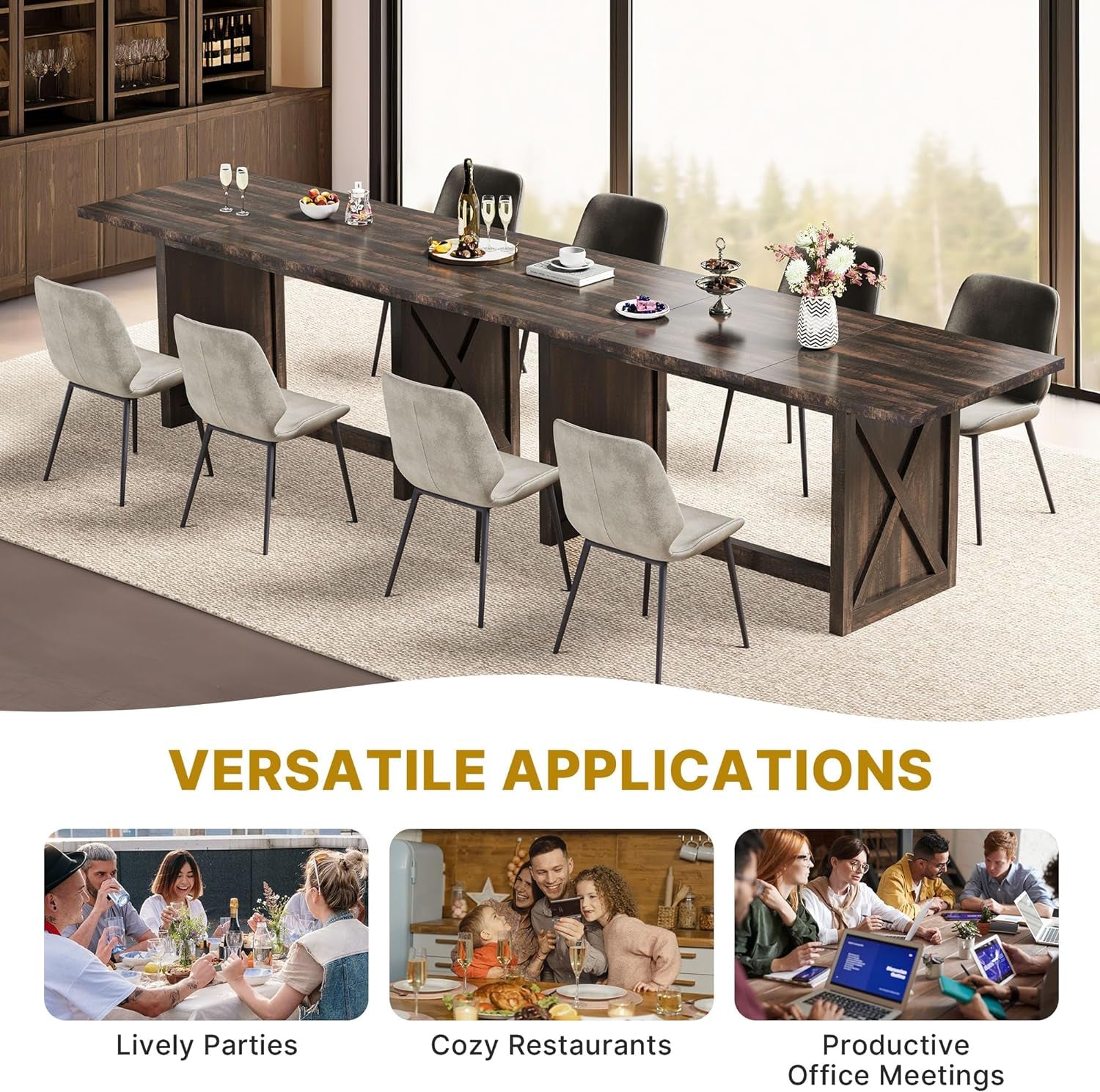 70.8 Inch Farmhouse Dining Table For 6 To 8 People