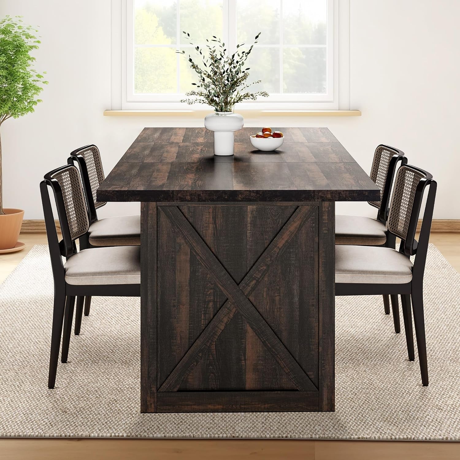 70.8 Inch Farmhouse Dining Table For 6 To 8 People