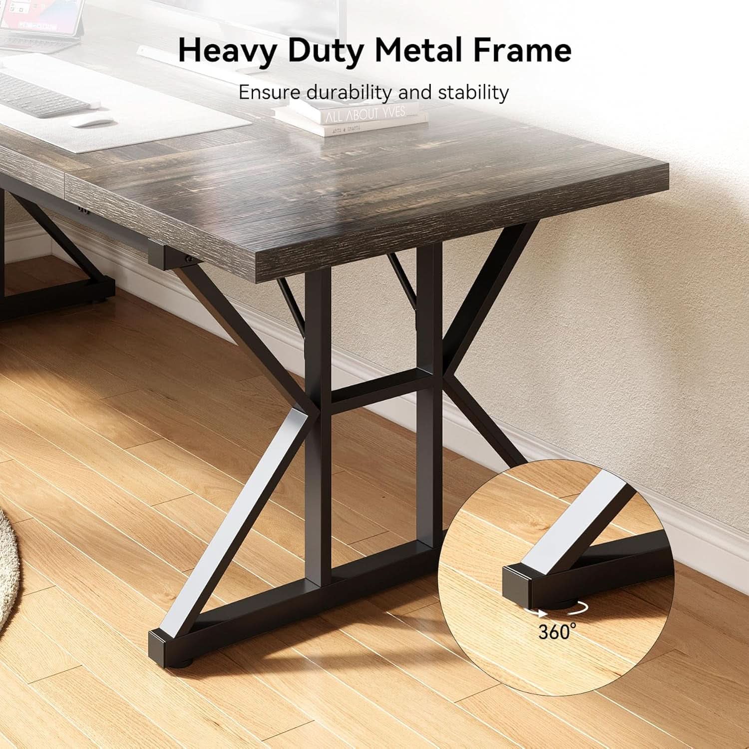 70.8 Inch Large Executive Desk Black Oak Wood Office Desk