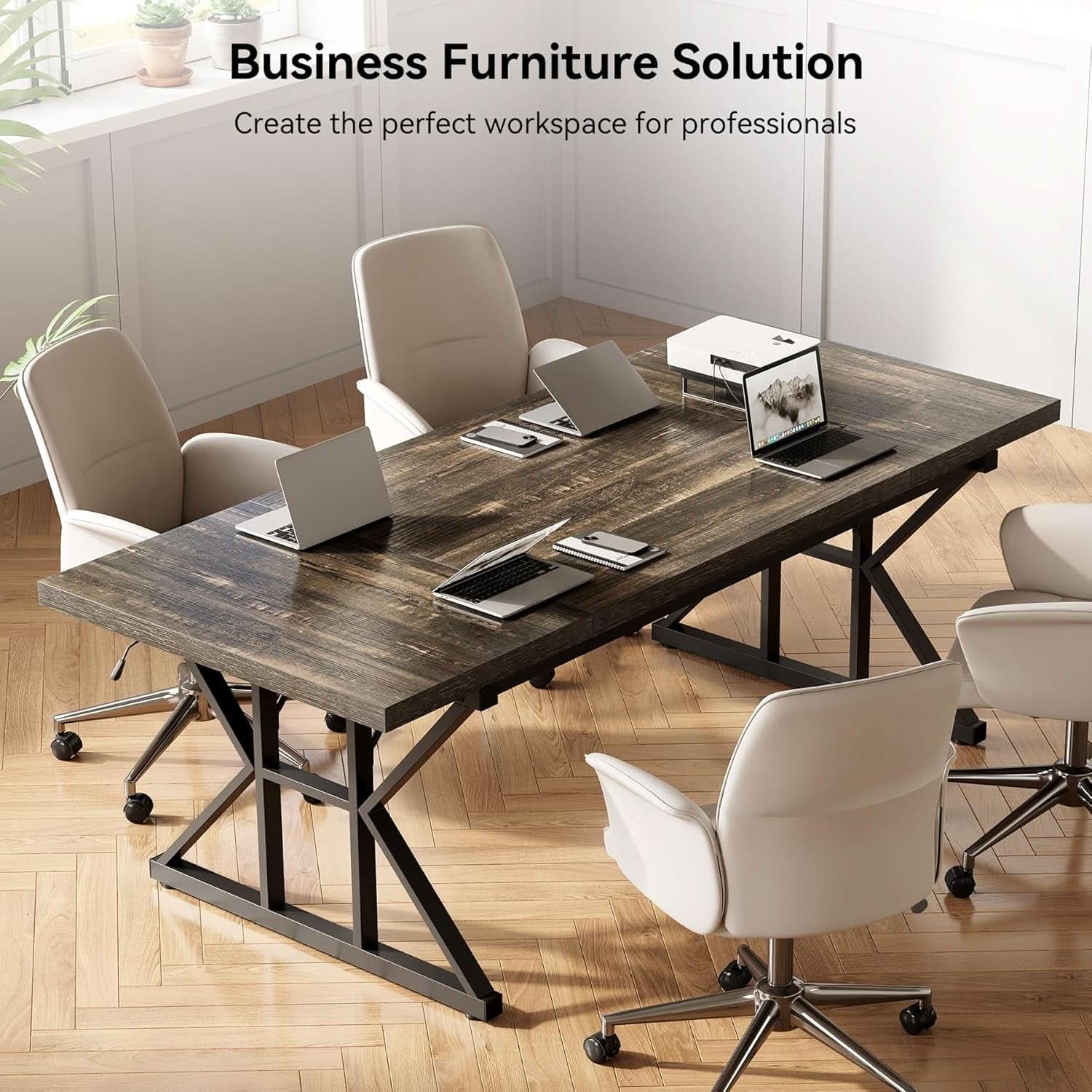 70.8 Inch Large Executive Desk Black Oak Wood Office Desk