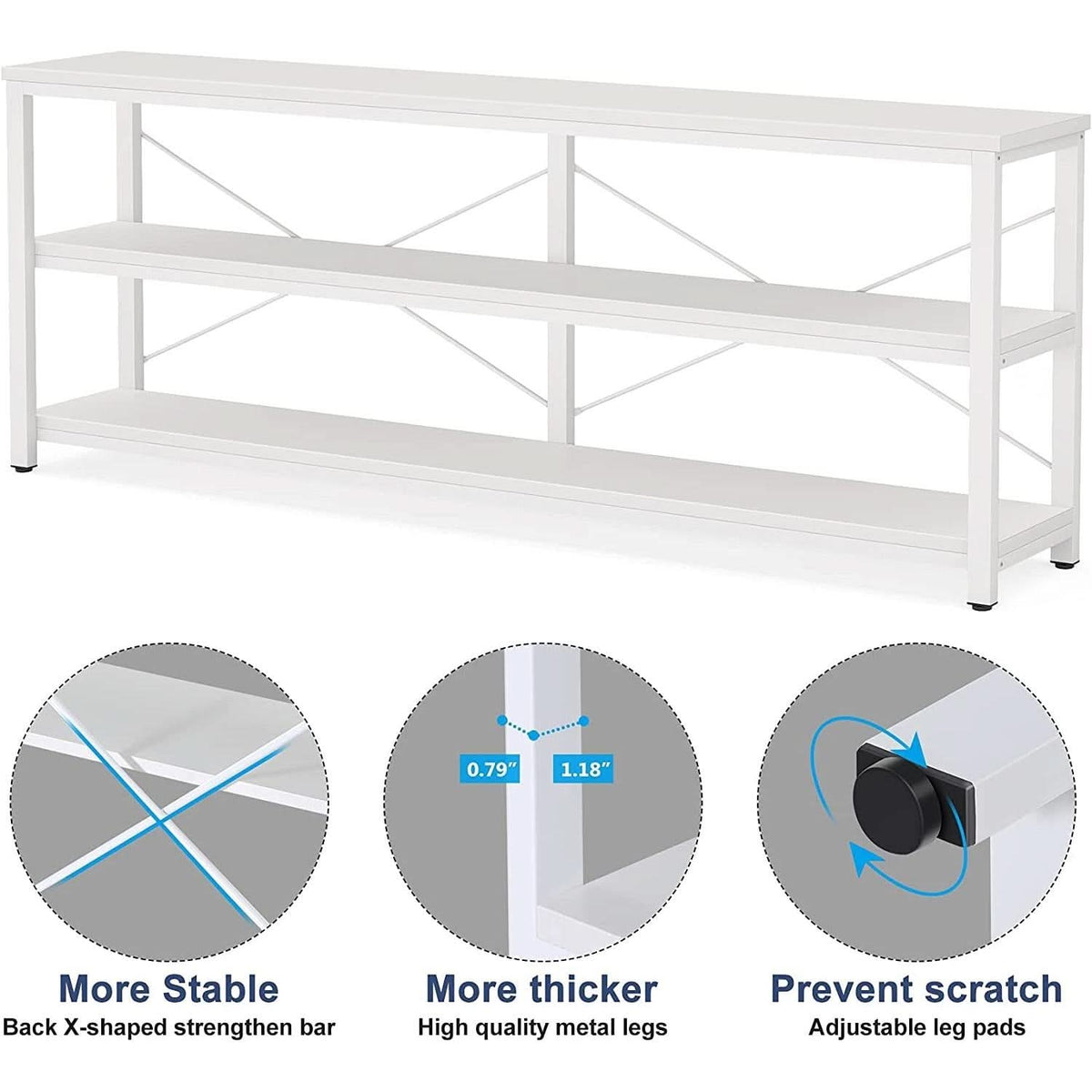 70.8 Inch Long Industrial TV Console With 3 Shelves