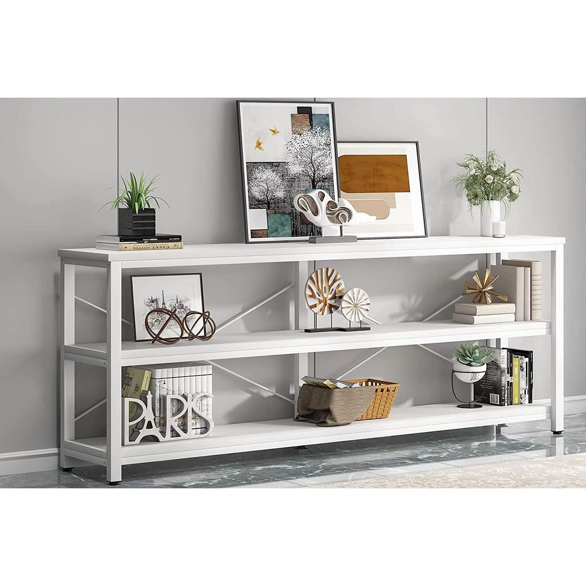 70.8 Inch Long Industrial TV Console With 3 Shelves