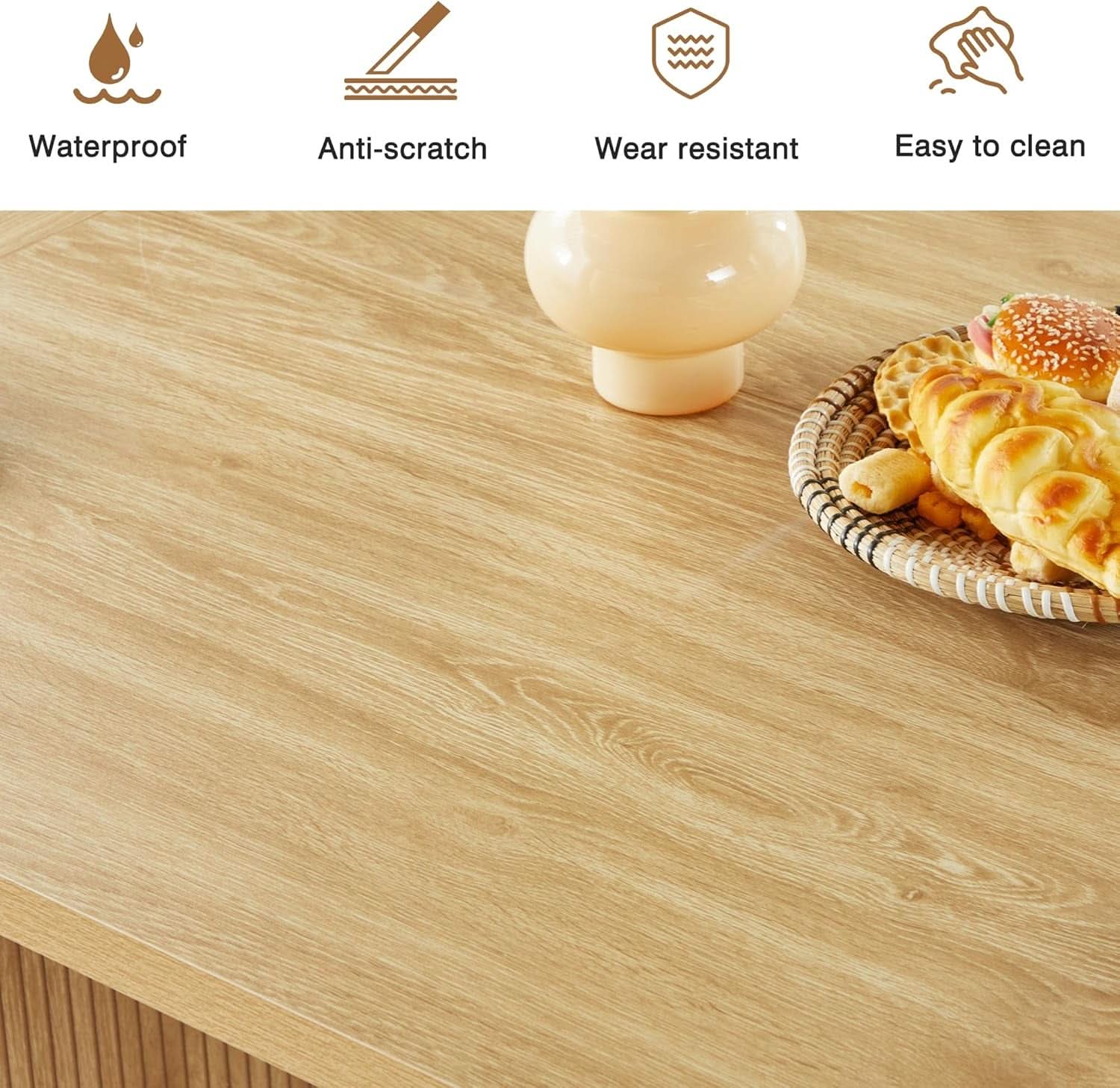 70.8 Inch Natural Dining Table For Kitchen And Dining Room