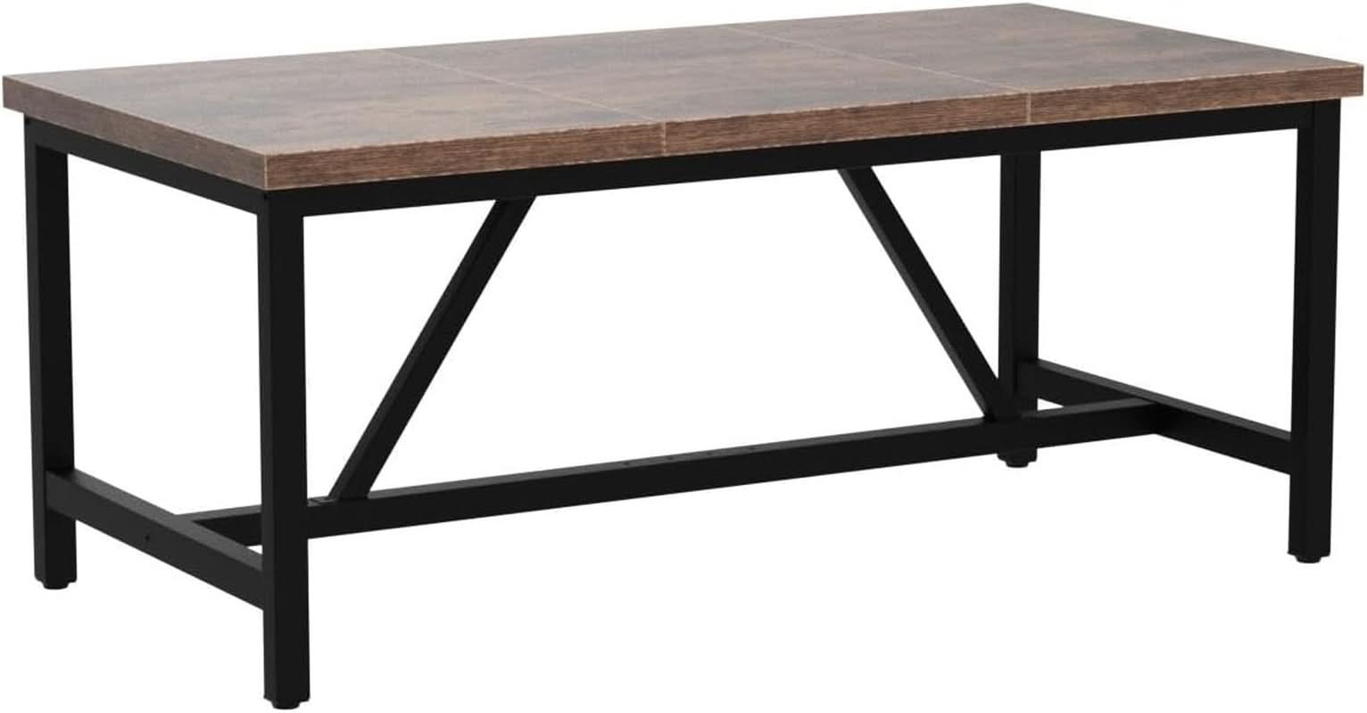 70.8 Inch Rustic Brown Farmhouse Dining Table For 6 To 8 People