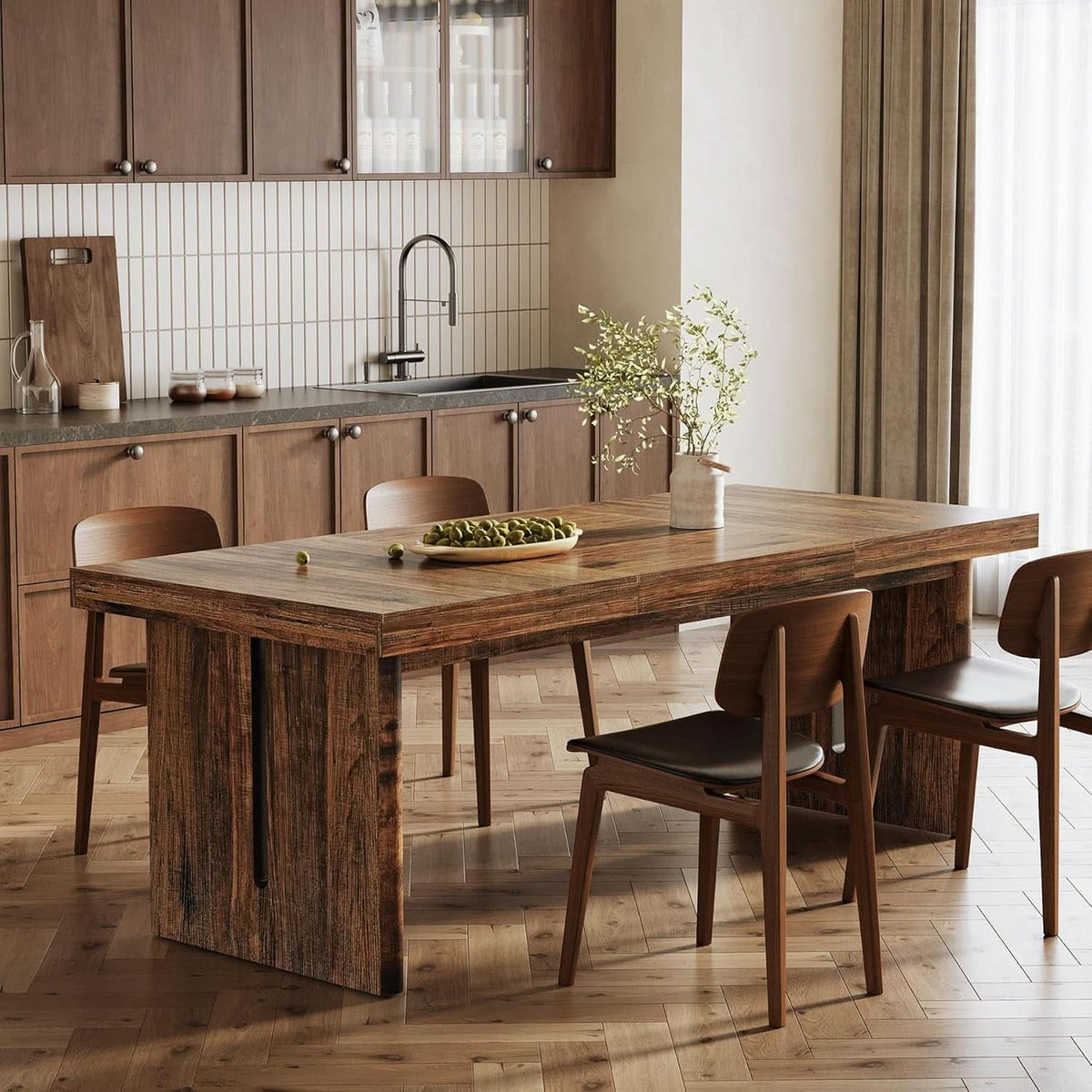 70.8 Inches Deep Brown Rustic Farmhouse Dining Table