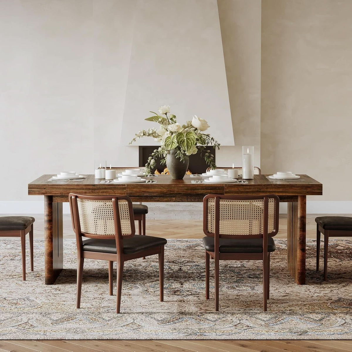 70.8 Inches Deep Brown Rustic Farmhouse Dining Table