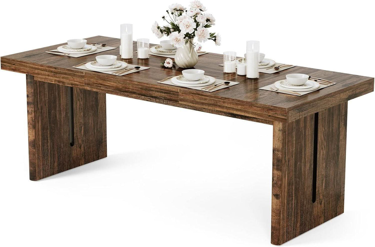 70.8 Inches Deep Brown Rustic Farmhouse Dining Table