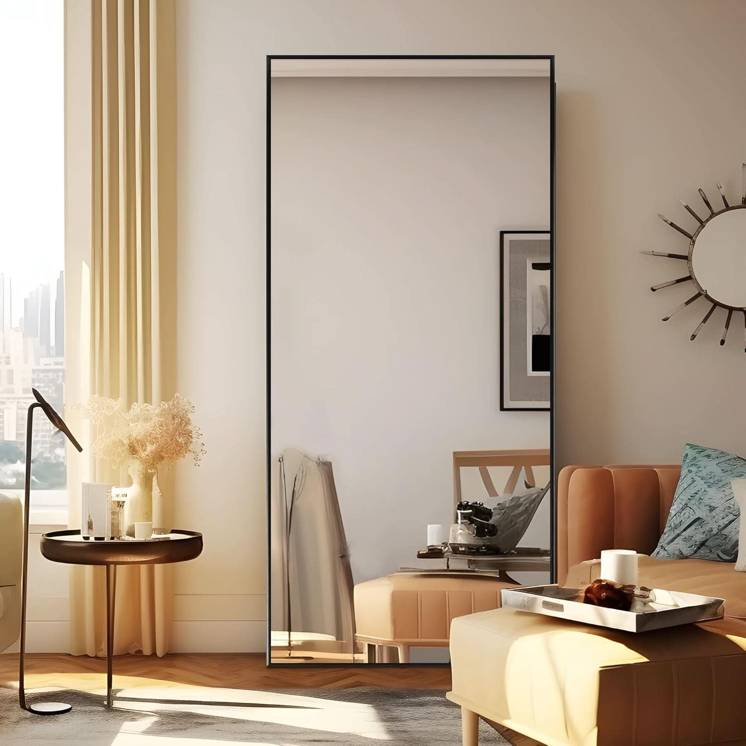 71 Inch By 32 Inch Full Length Mirror Black Aluminum Frame