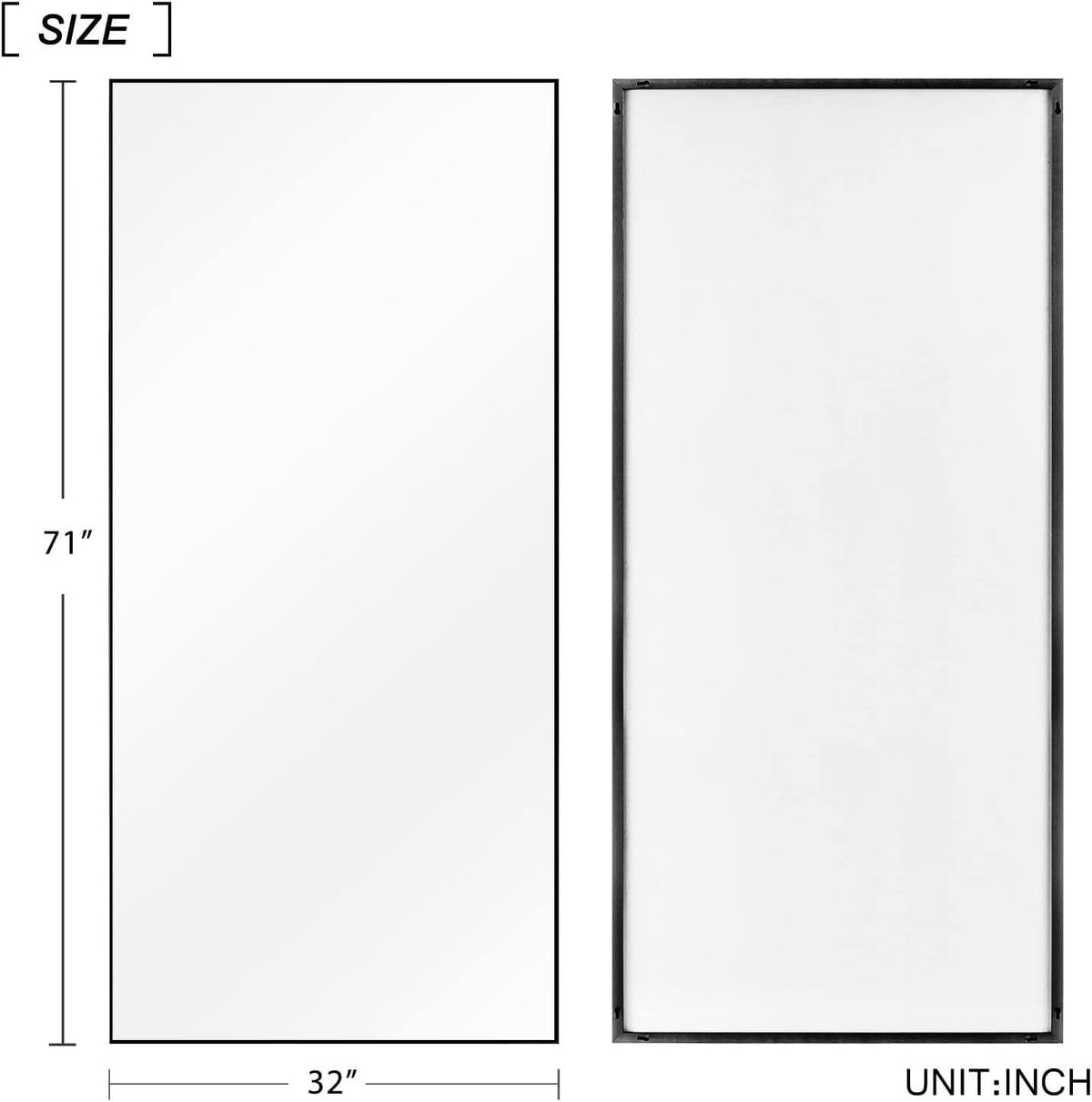 71 Inch By 32 Inch Full Length Mirror Black Aluminum Frame