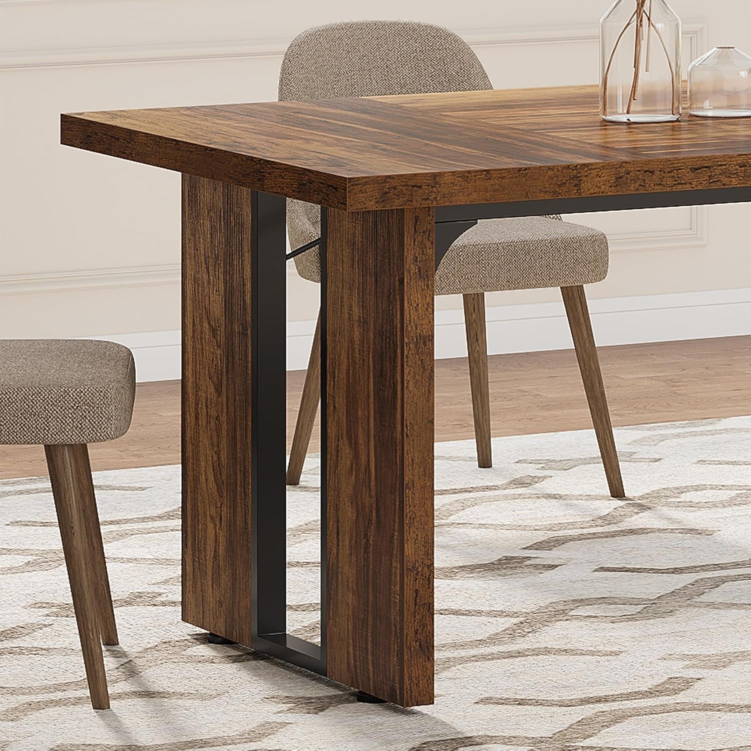 71 Inch Dining Table Rustic Farmhouse For Kitchen Dining
