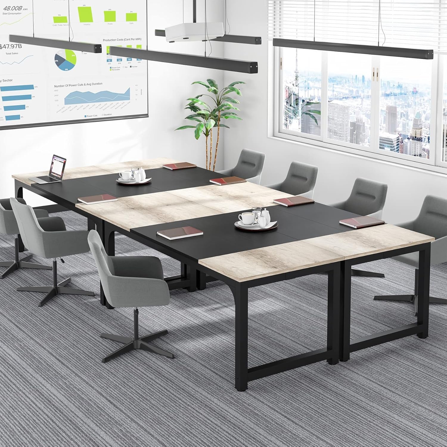71 Inch Executive Office Desk Vintage Grey Black Large