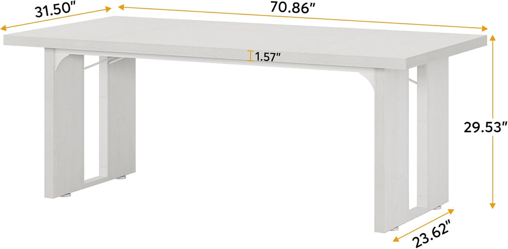 71 Inch Rustic Farmhouse Dining Table For 6 To 8 People