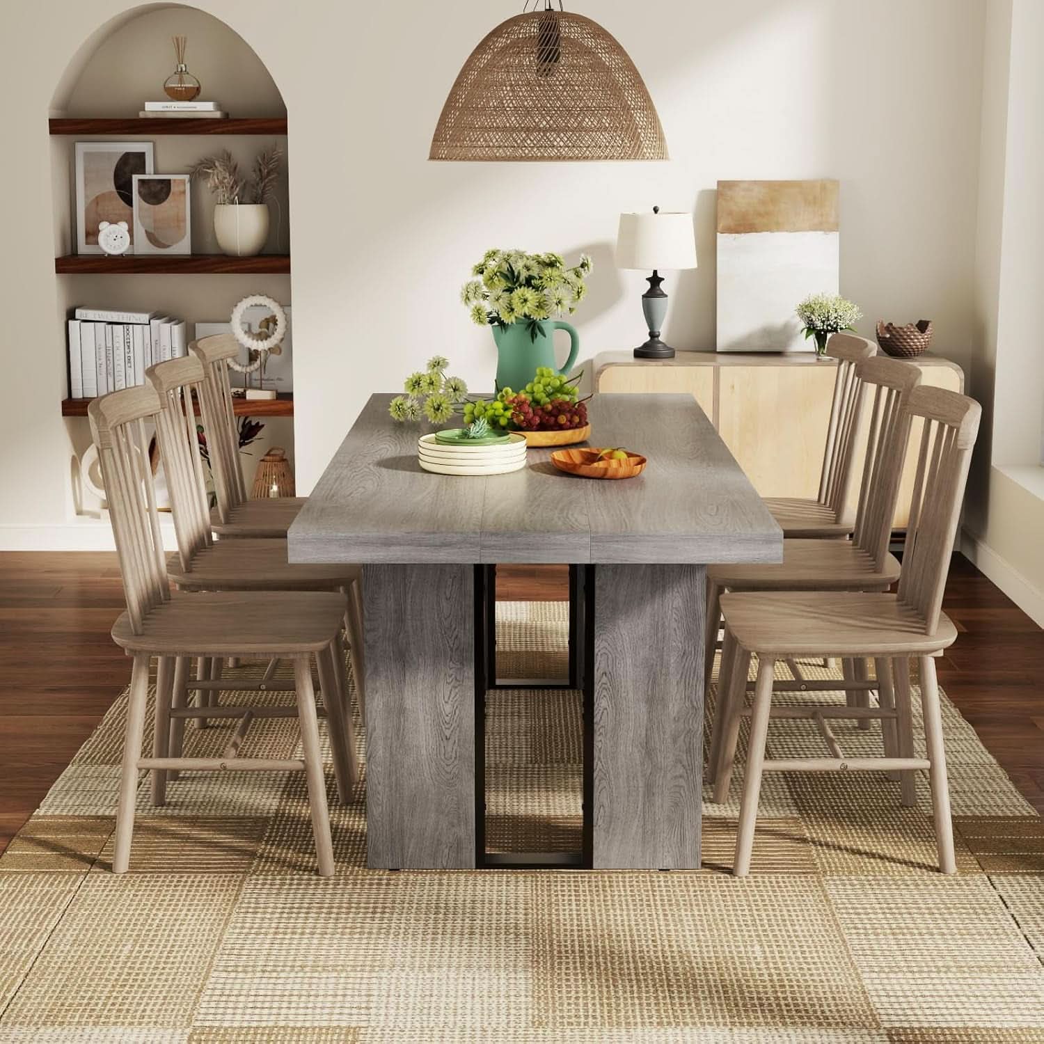 71 Inch Rustic Gray Farmhouse Dining Table For 6 To 8