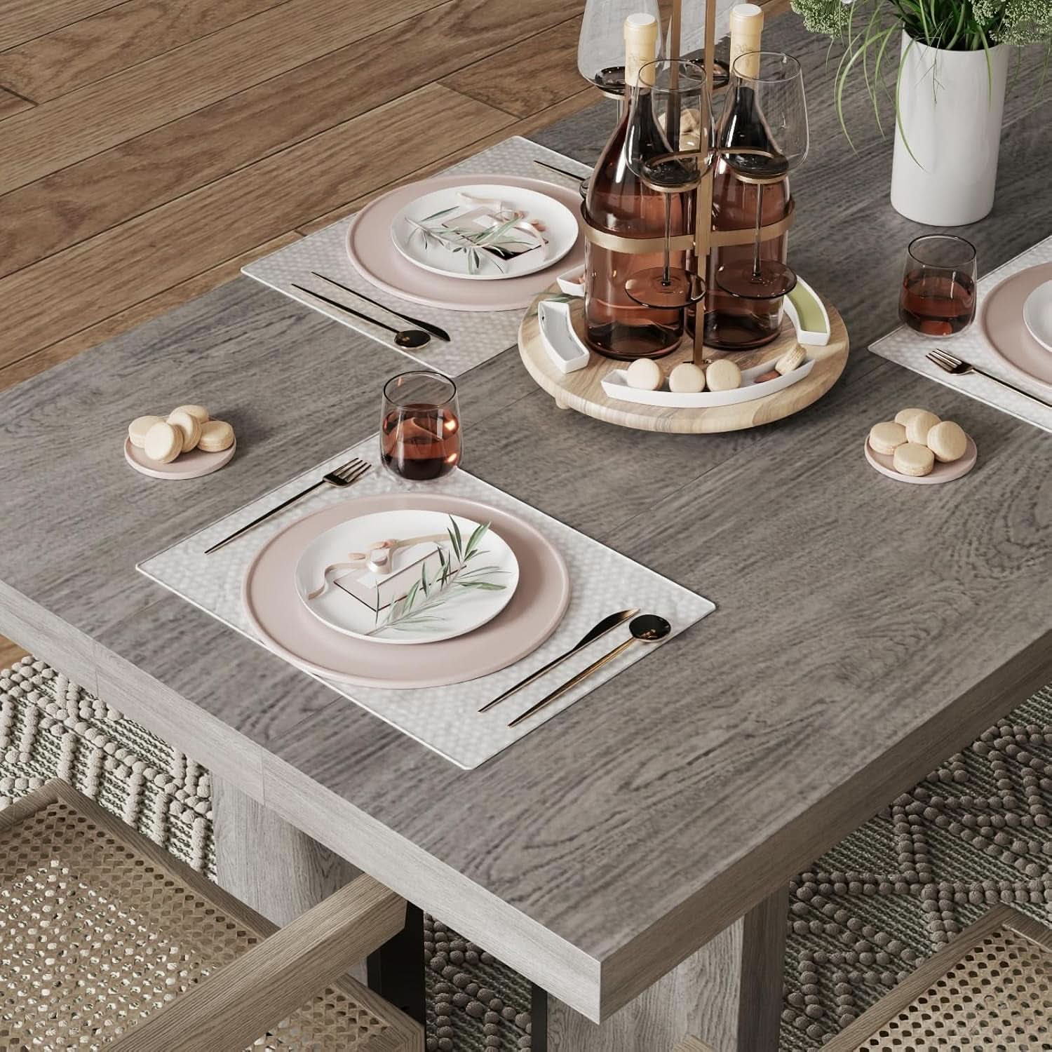 71 Inch Rustic Gray Farmhouse Dining Table For 6 To 8