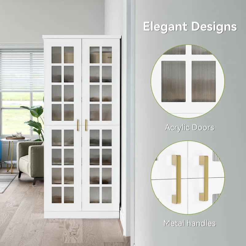 71 Inch Storage Cabinet With Door And Adjustable Shelves
