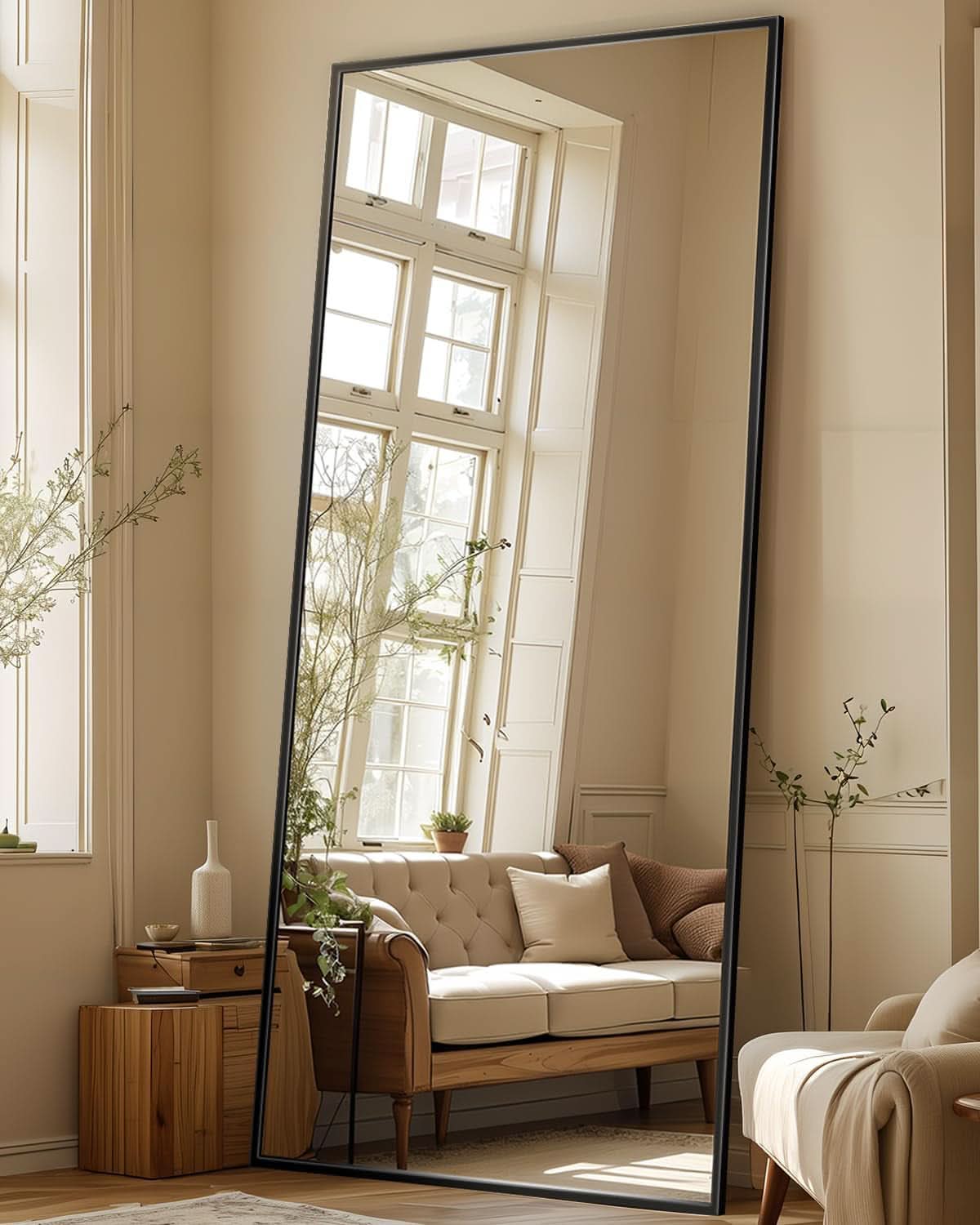 71x28 Inch Black Full Length Floor Mirror For Bedroom