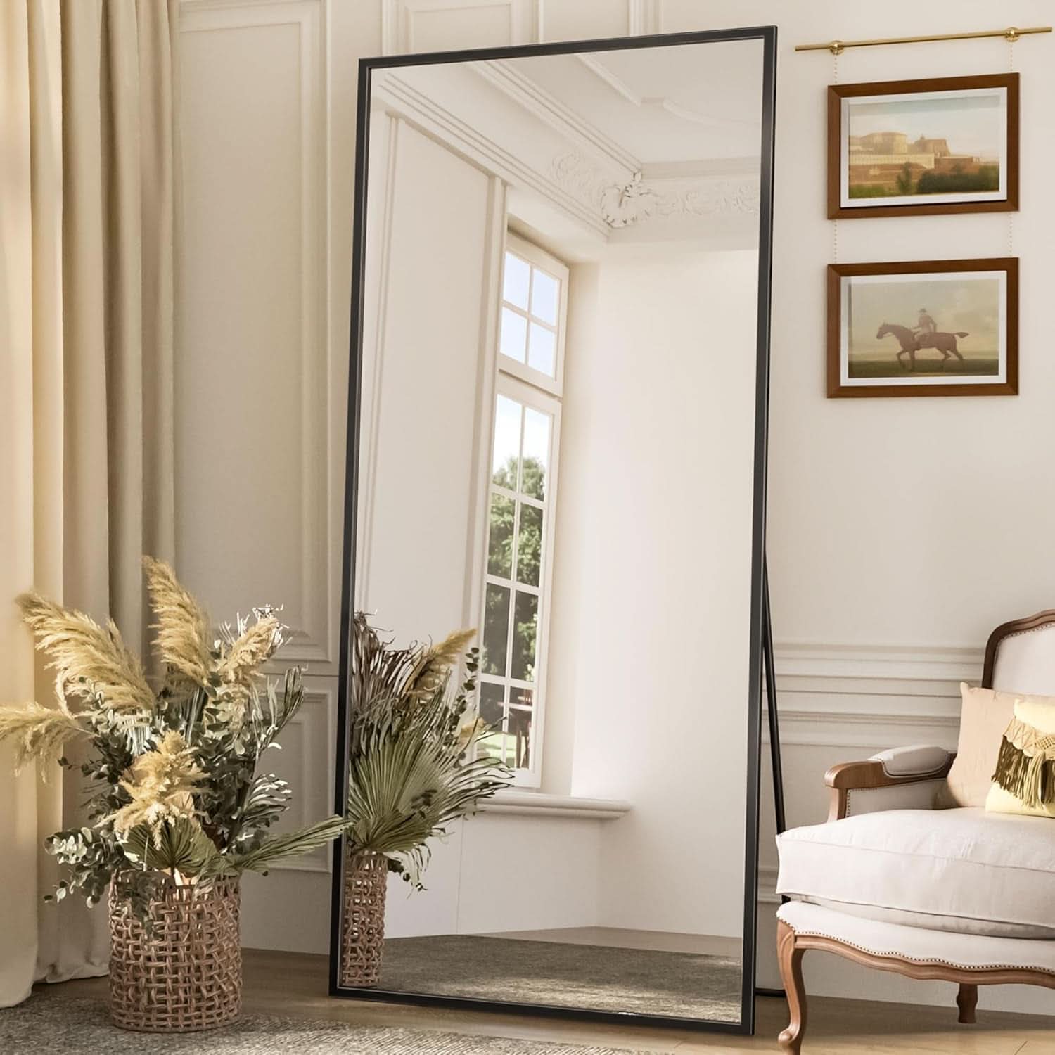 71x28 Inch Black Full Length Floor Mirror For Bedroom