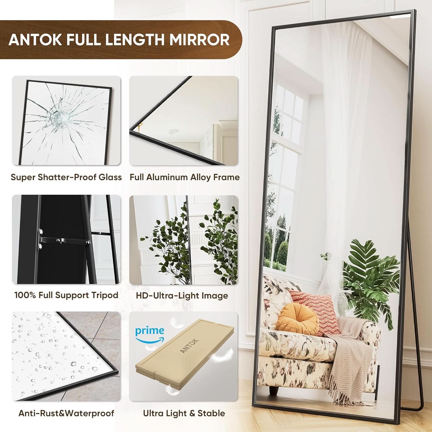 71x28 Inch Black Full Length Floor Mirror For Bedroom