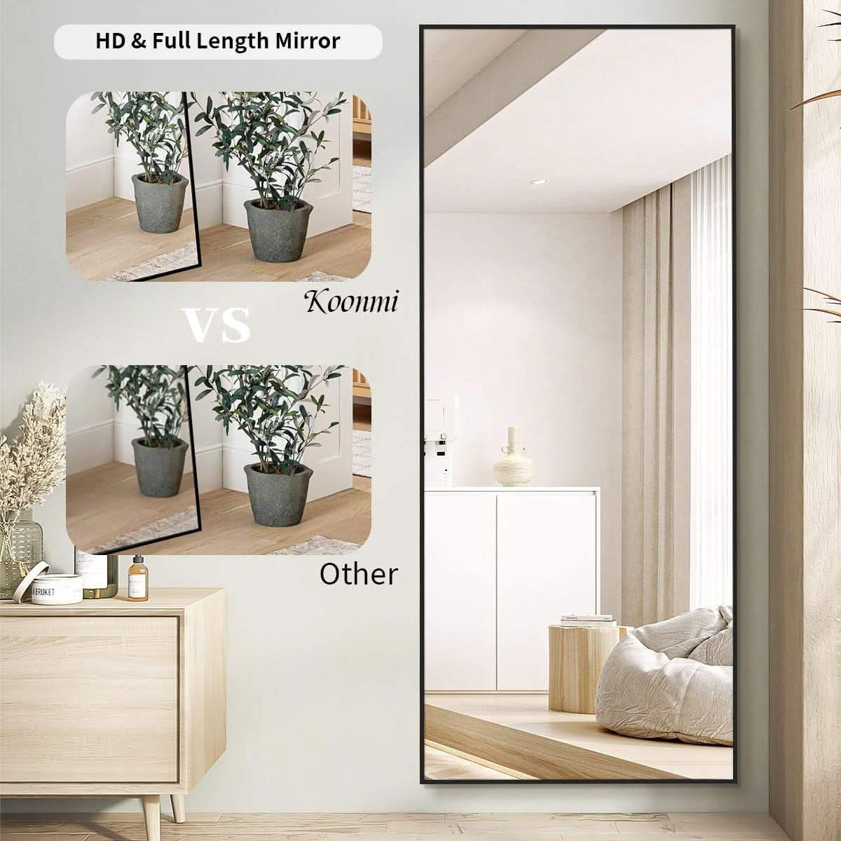 71x31 Inch Black Floor Mirror Full Length Standing
