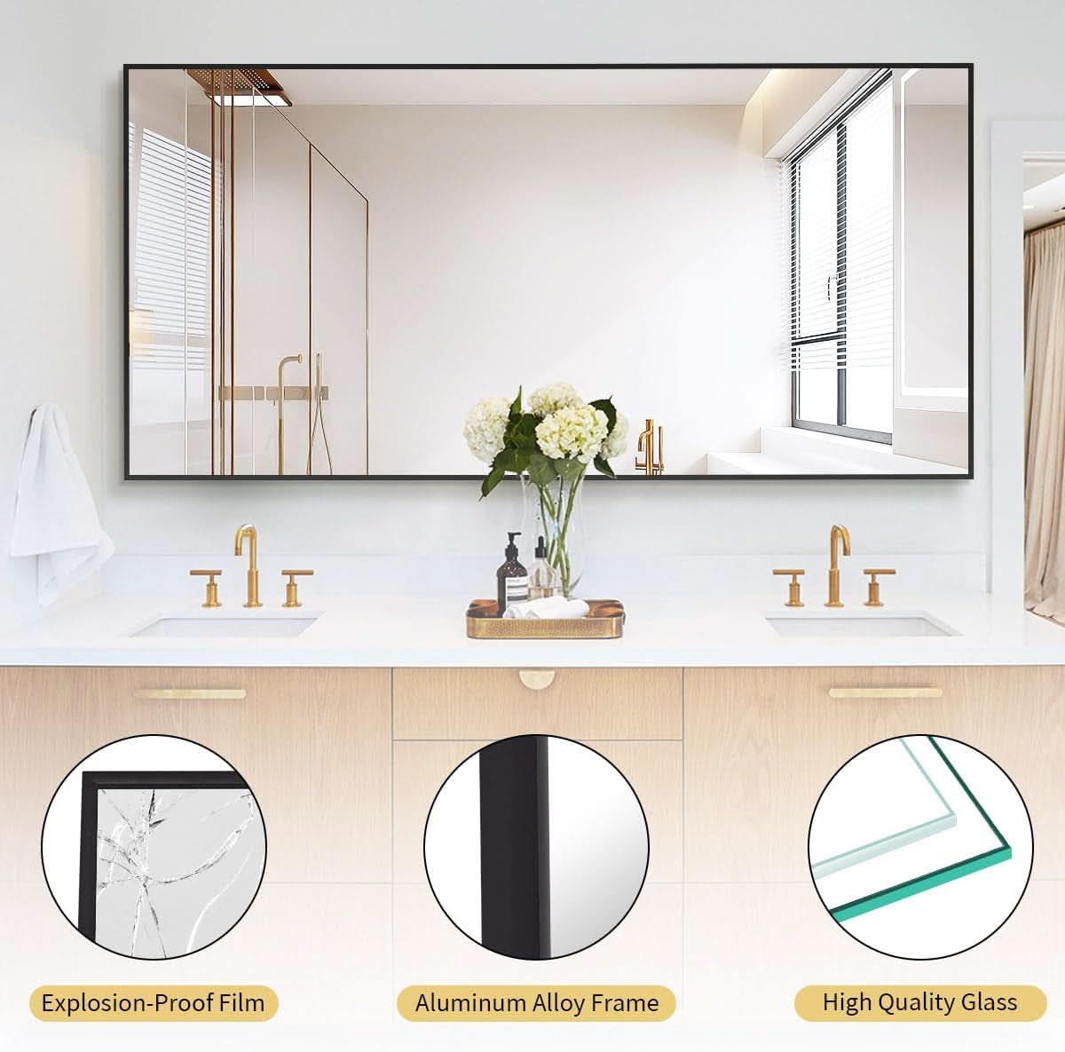 71x31 Inch Black Floor Mirror Full Length Standing