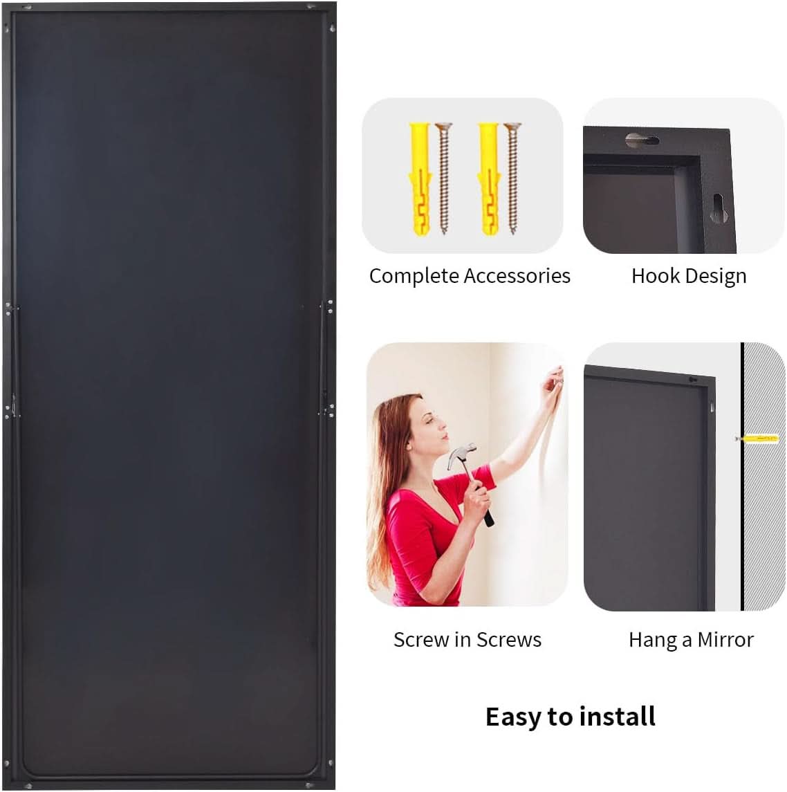71x31 Inch Black Floor Mirror Full Length Standing