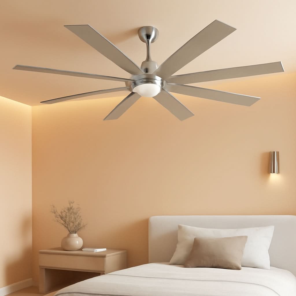 72 Inch Brushed Nickel Ceiling Fan With Light And Remote