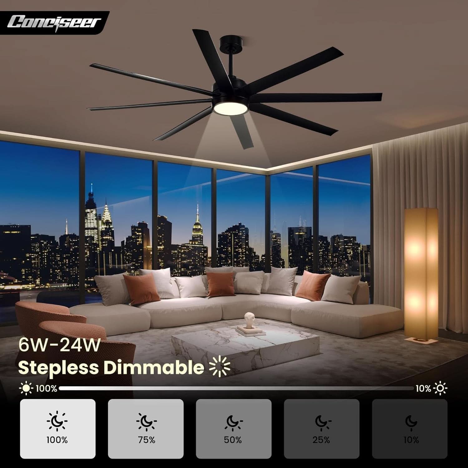 72 Inch Ceiling Fan DC Motor High Performance Quiet